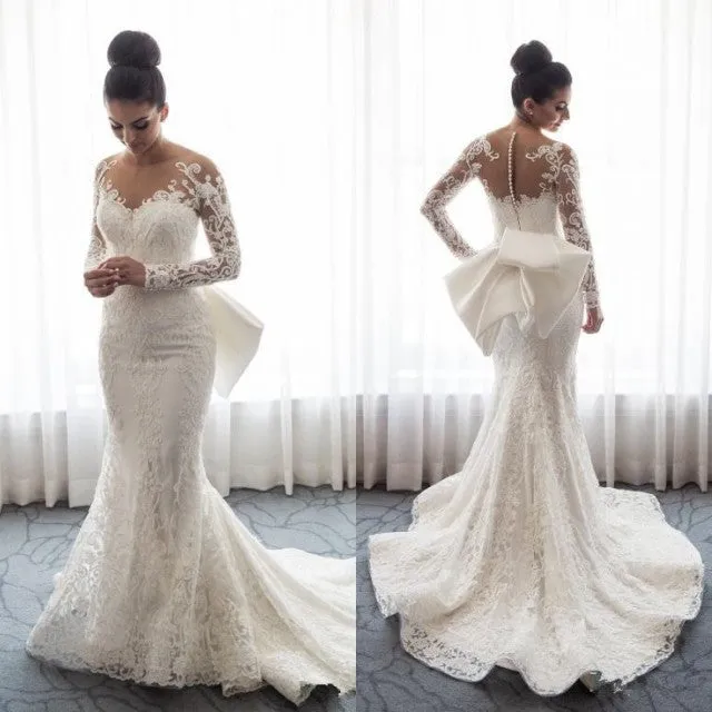 Gorgeous Long Sleeve Wedding Dress | Mermaid Lace Bridal Gowns BC0093