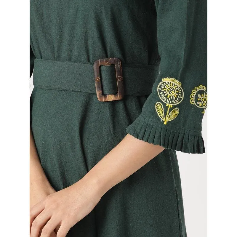 Green Embroidered Women Dress