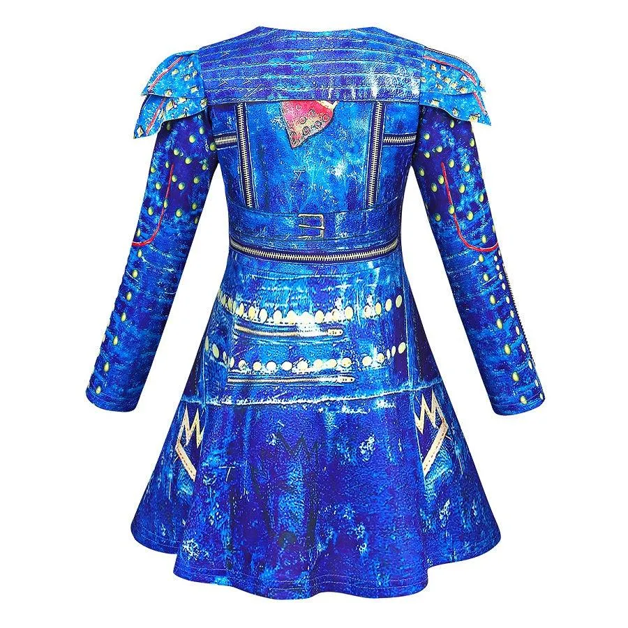 Halloween cosplay costumes Girls' fashionable printed lapel long sleeved dress Magical Art Style Children's Dress Carnival Birthday Banquet Stage Performance Dress