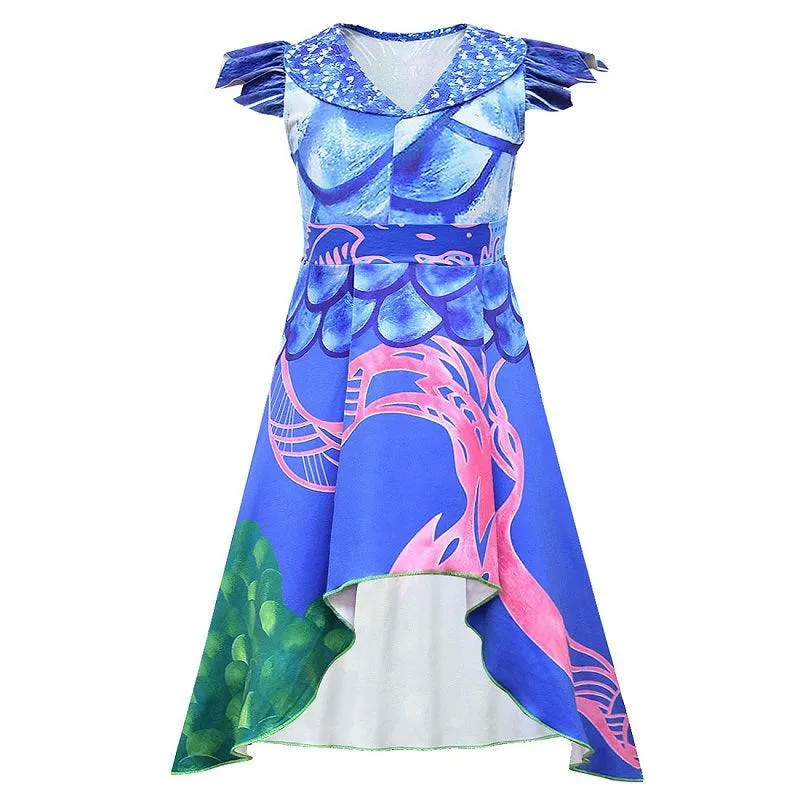 Halloween cosplay costumes Girl's printed small flying sleeve casual skirt Colorful Enchanted Princess Dress Halloween movie cosplay dress