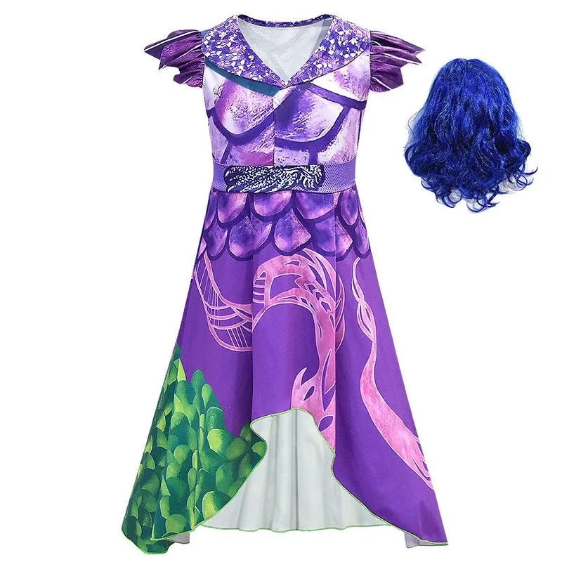 Halloween cosplay costumes Girl's printed small flying sleeve casual skirt Colorful Enchanted Princess Dress Halloween movie cosplay dress