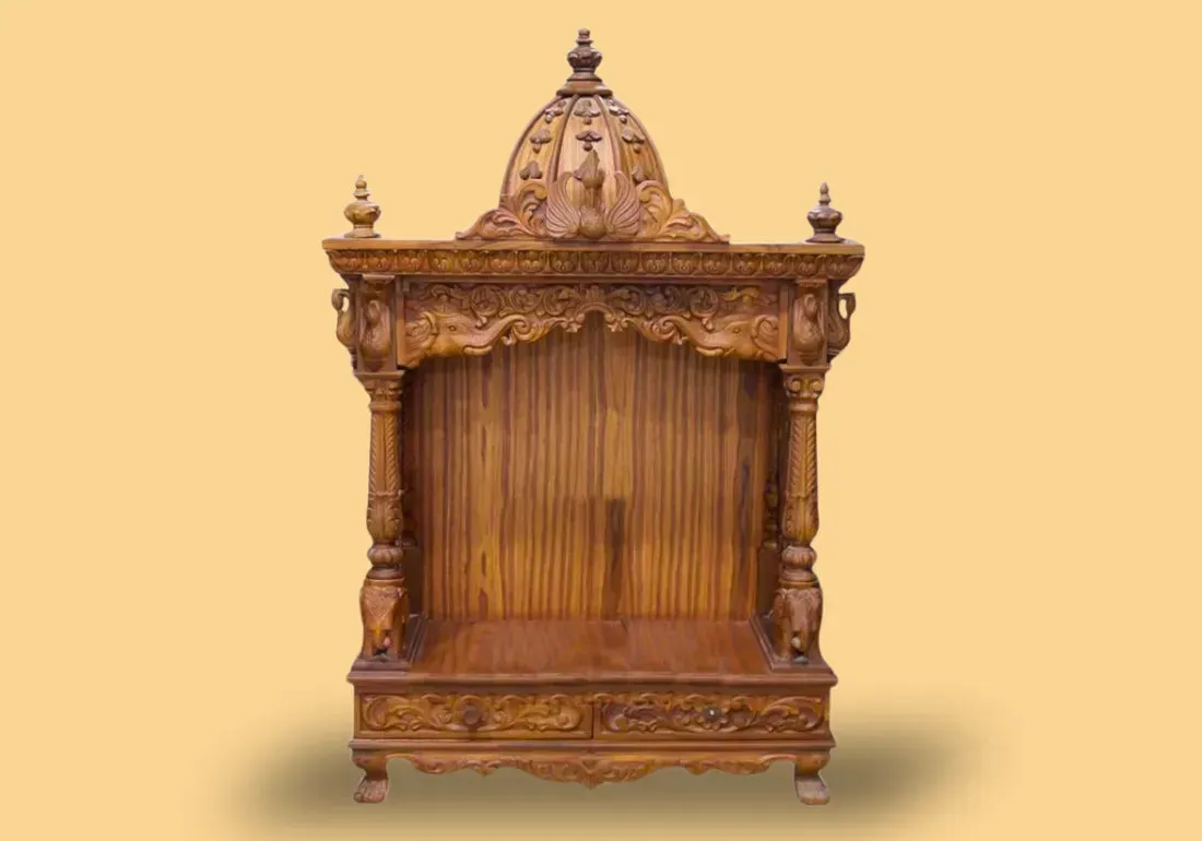 Hand Carved Teak Wood Pooja Mandir