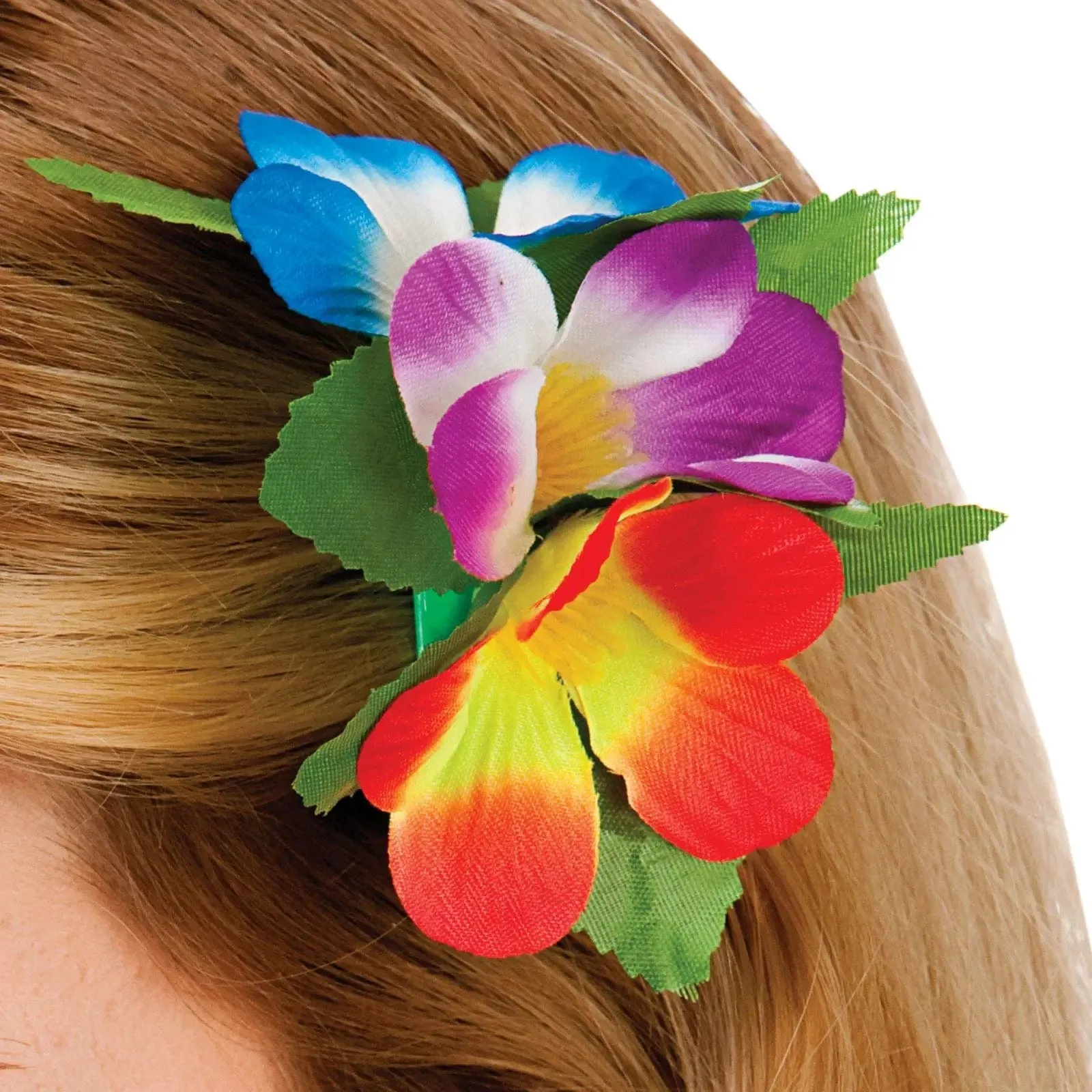 Hawaii Flower Hair Clip Two Tone Festival Fancy Dress