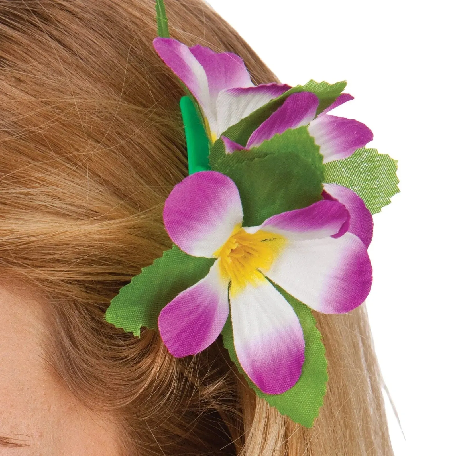 Hawaii Flower Hair Clip Two Tone Festival Fancy Dress