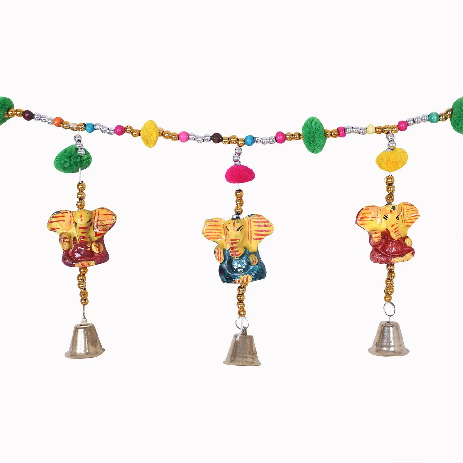 Heart Home Bandarwal | PVC Handcrafted Latkan | Wind Chimes for Home Décor | 8 Lord Ganesha With Bells Design | Handcrafted Bandarwal | Multi