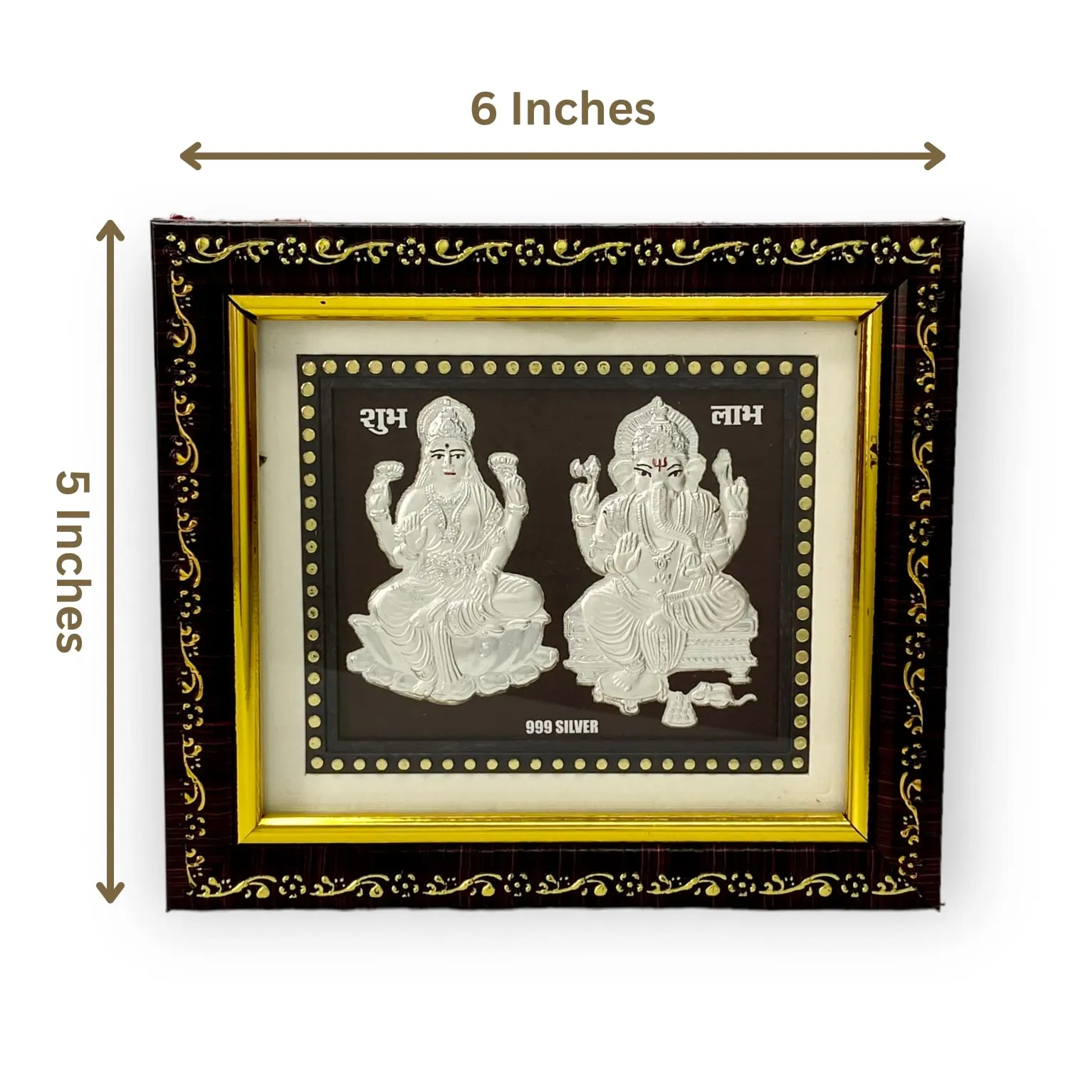 Hem Jewels 999 Pure Silver Ganesh Lakshmi Frame For Gift And Home Decor (5 X 6 Inches)(Silver, Glass, Tabletop)