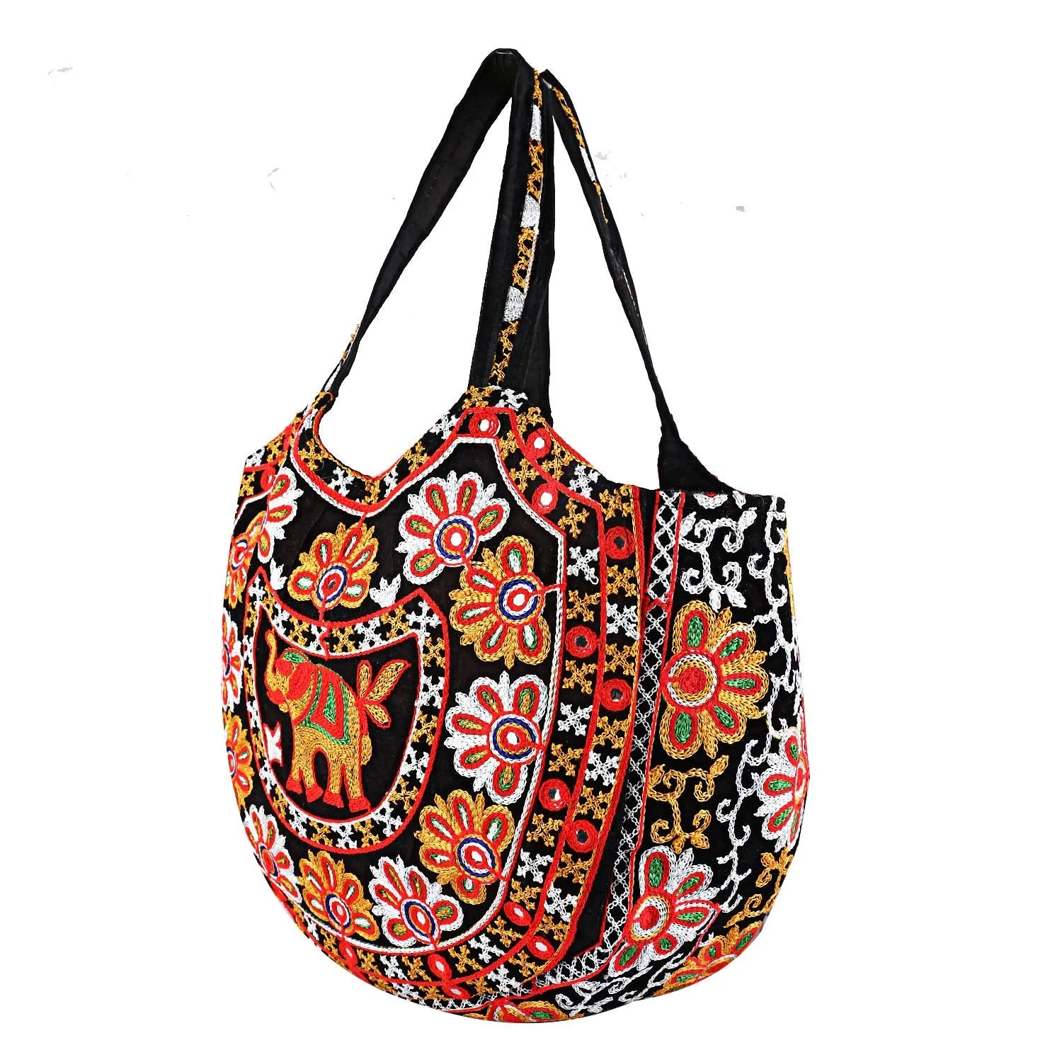 Kuber Industries Peacock Design Polyester Handcrafted Embroidery Women?s Shoulder Bag, Brown (CTKTC4365)