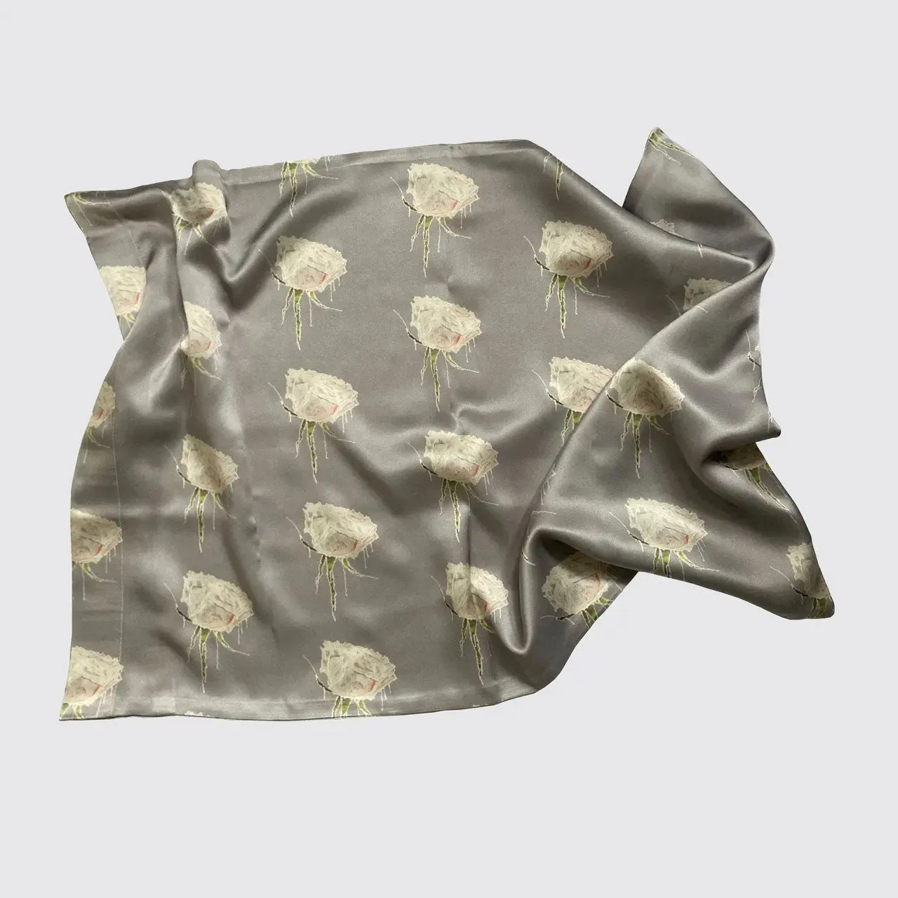 Lavender With White Roses Silk Pillowcase