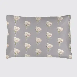 Lavender With White Roses Silk Pillowcase