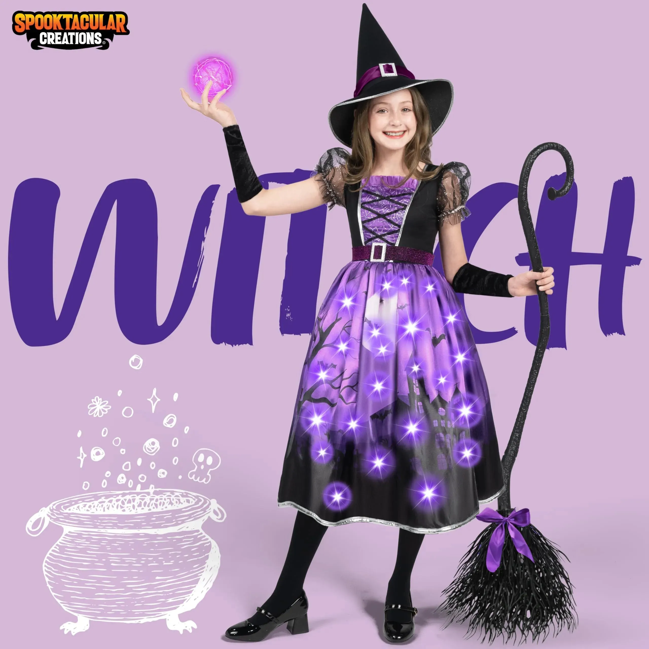 Light-up Witch Halloween Costume Dress Up for Girls