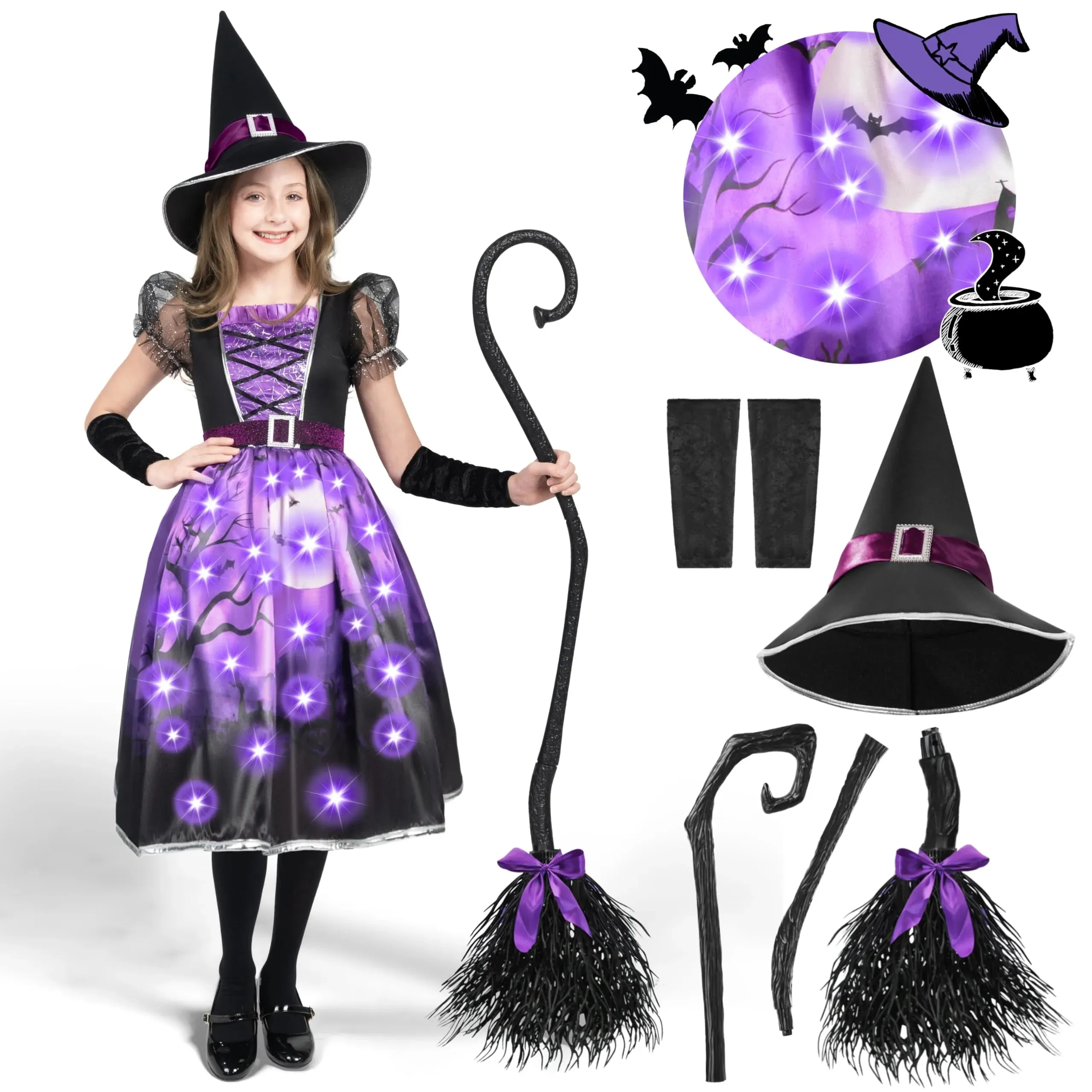 Light-up Witch Halloween Costume Dress Up for Girls