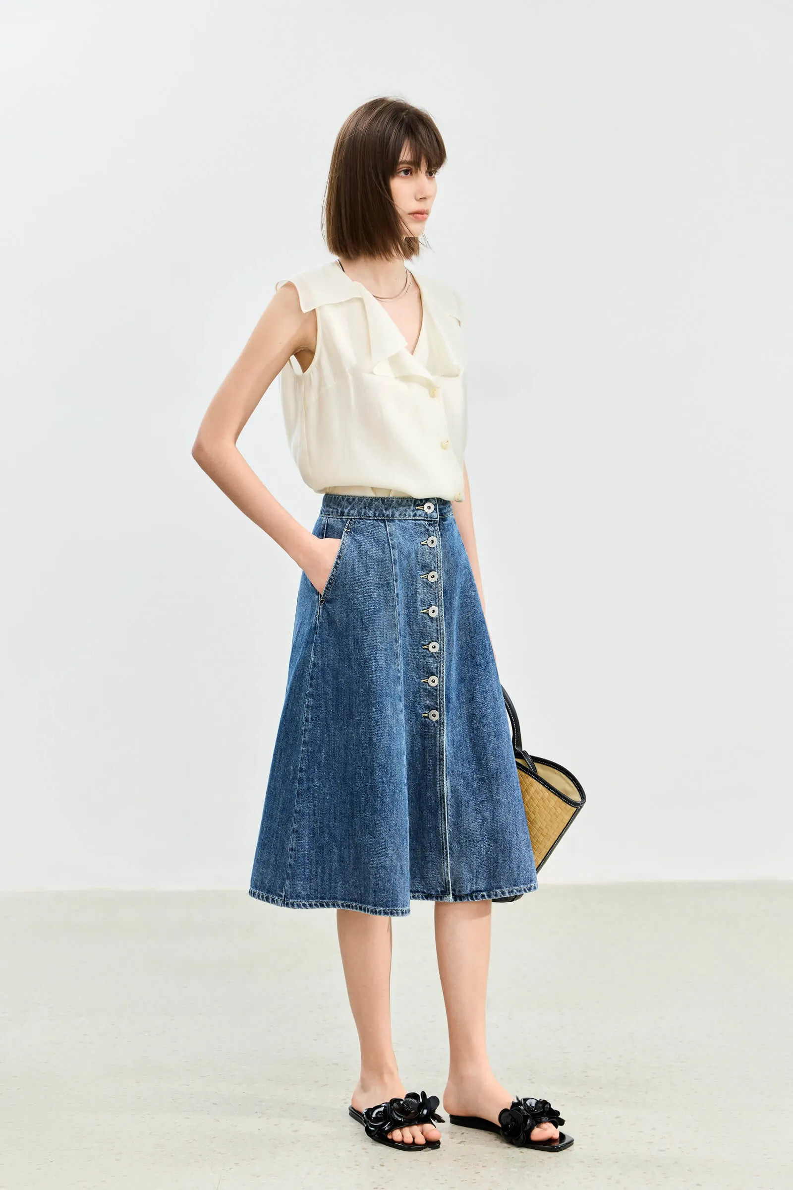 LILY High-Waist Denim Skirt