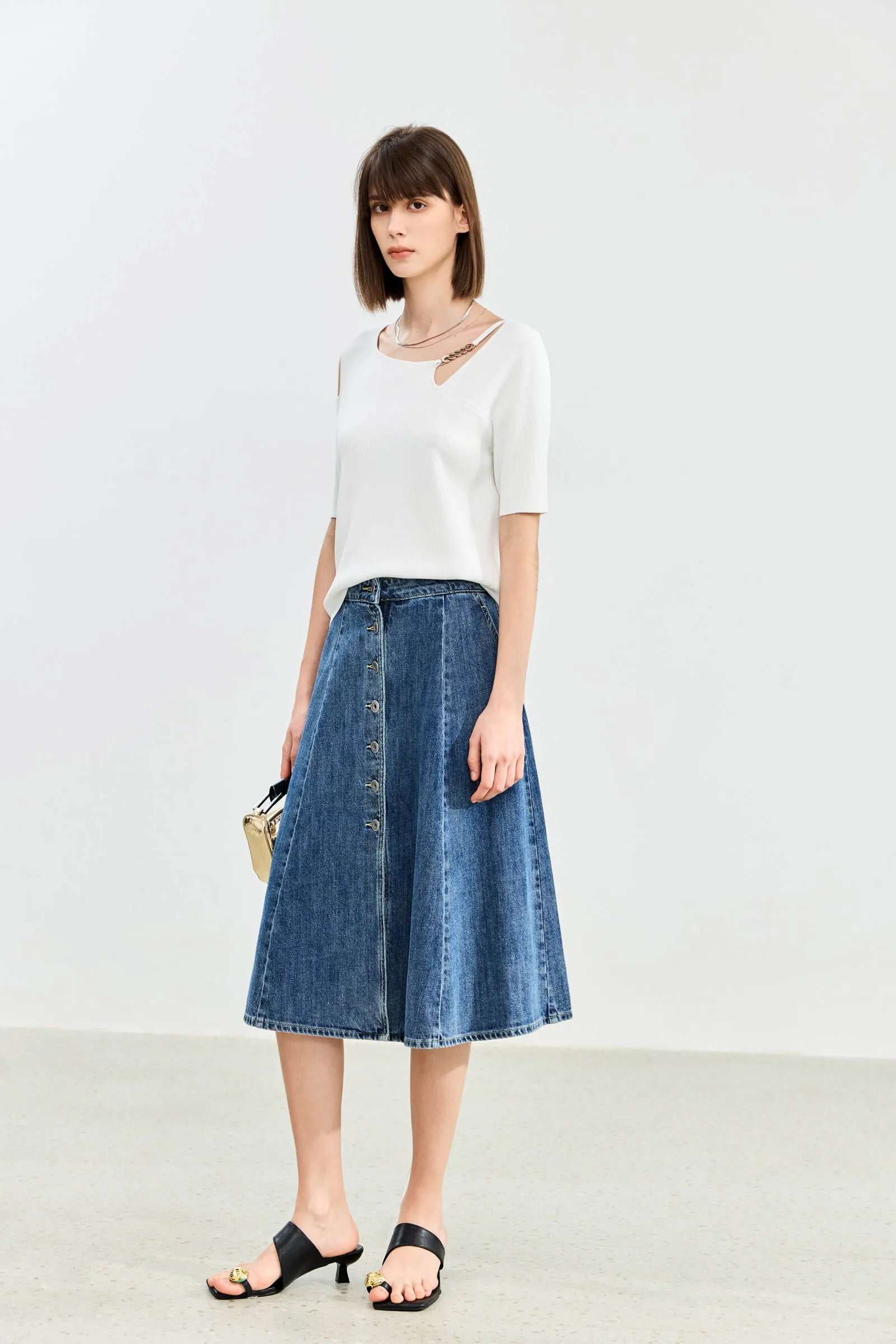 LILY High-Waist Denim Skirt