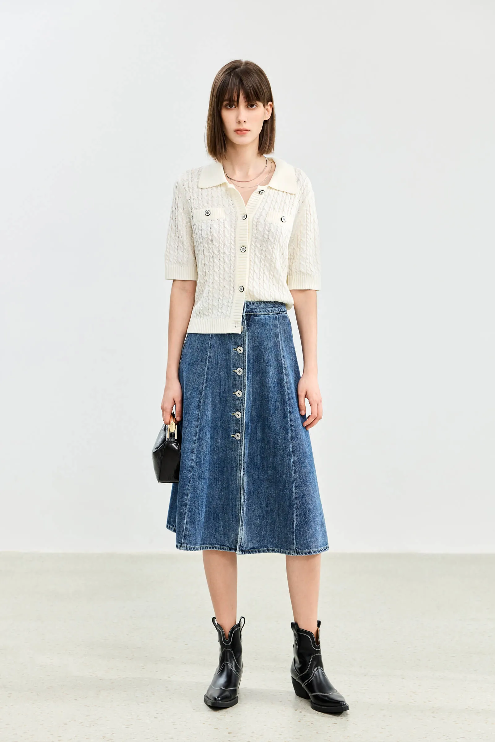 LILY High-Waist Denim Skirt