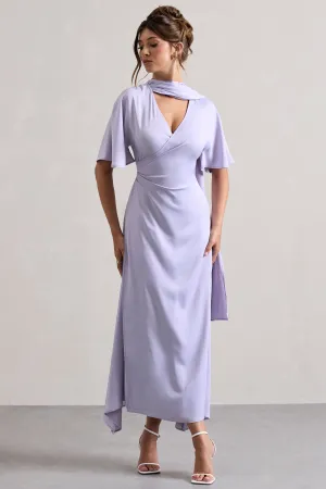 Lisette | Lilac Asymmetric Flutter-Sleeve Maxi Dress