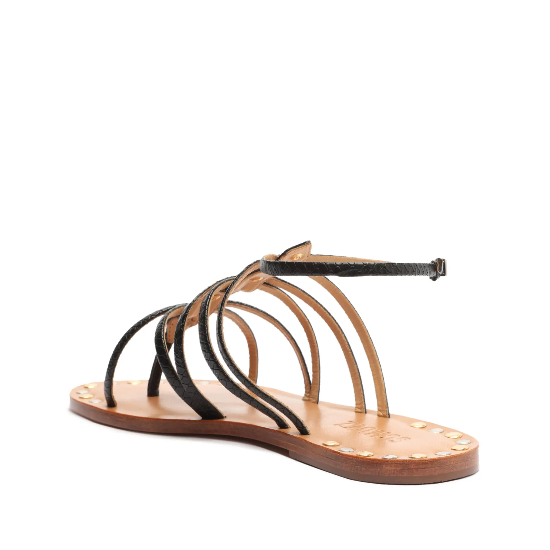 Malaya Casual Snake-Embossed Leather Sandal