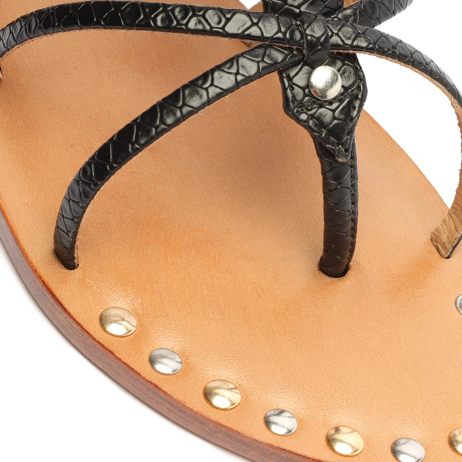 Malaya Casual Snake-Embossed Leather Sandal