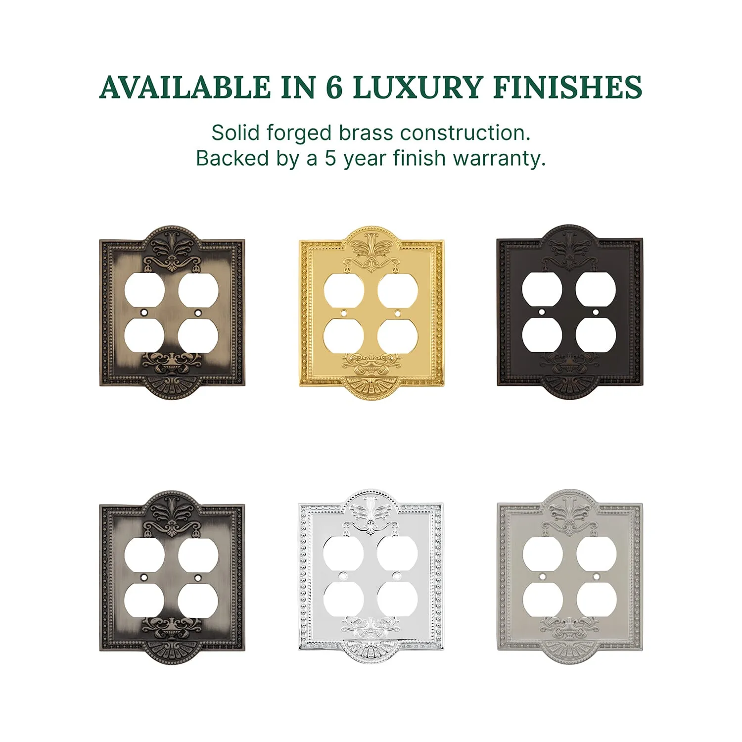 Meadows Switch Plate with Double Outlet in Timeless Bronze