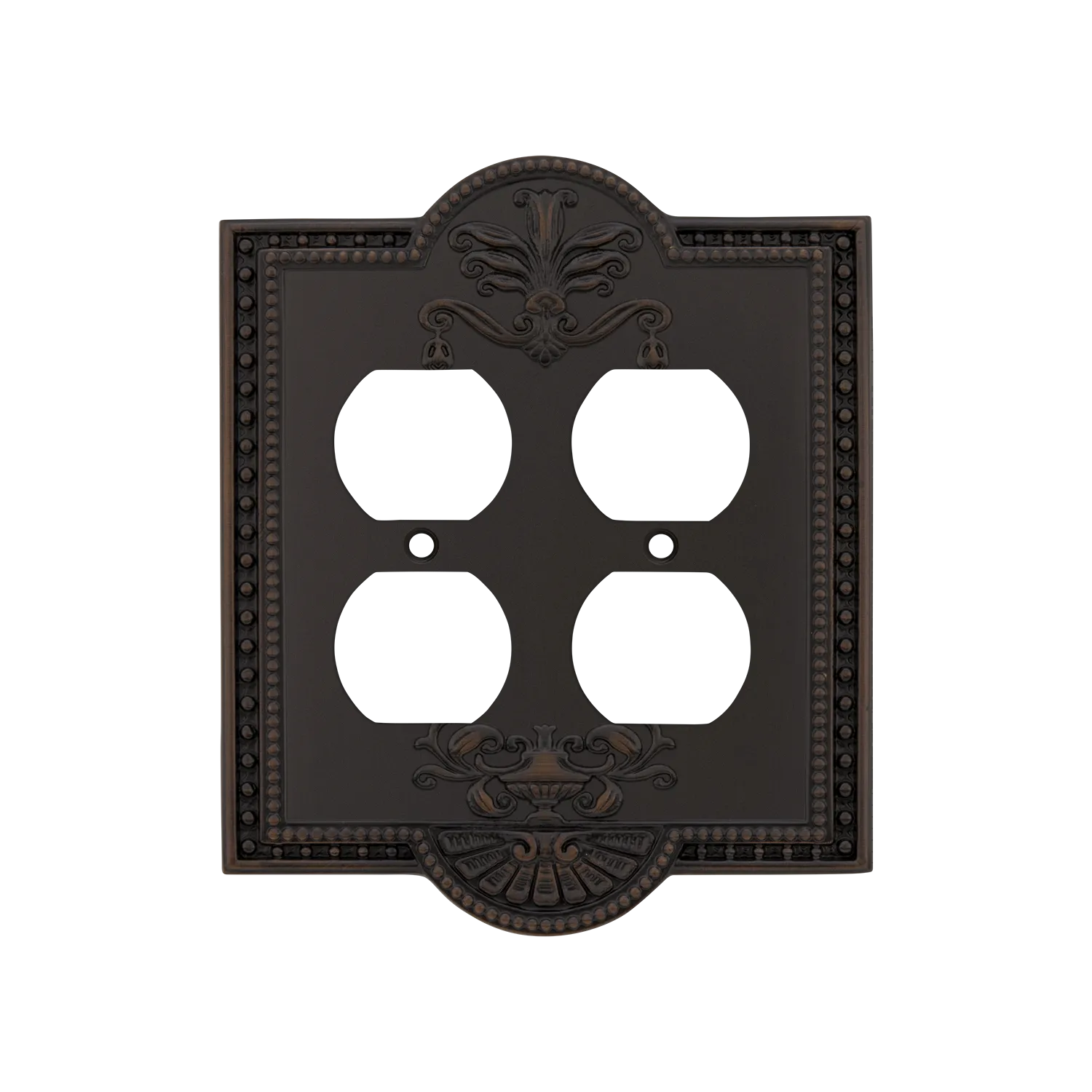 Meadows Switch Plate with Double Outlet in Timeless Bronze