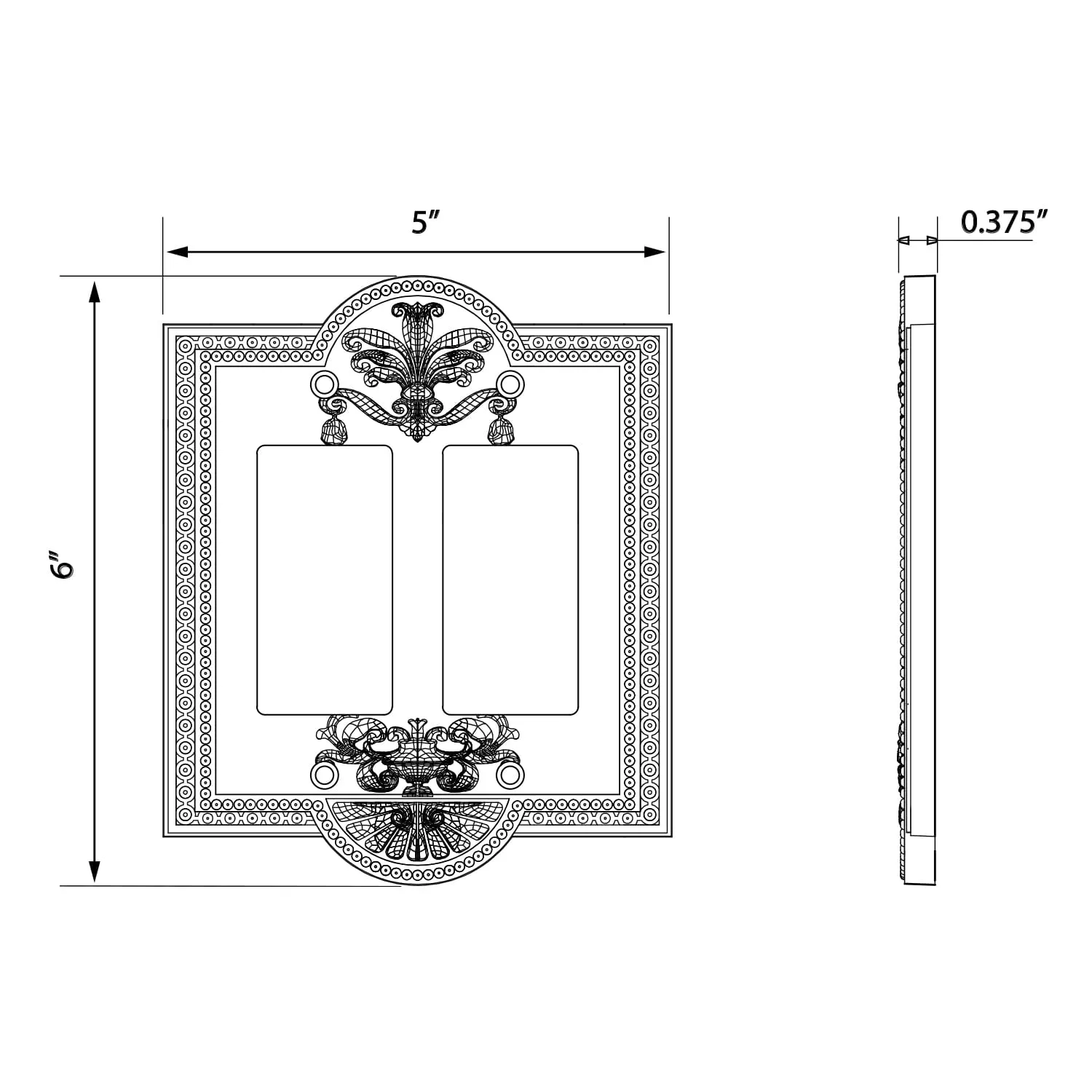 Meadows Switch Plate with Double Outlet in Timeless Bronze