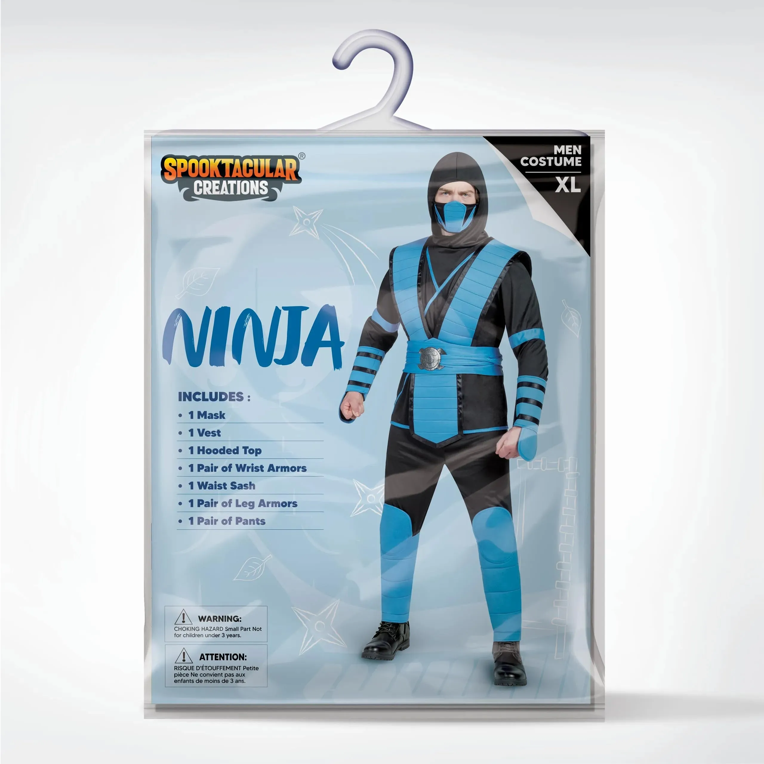 Men Blue Ninja Costume Set for Adult Halloween