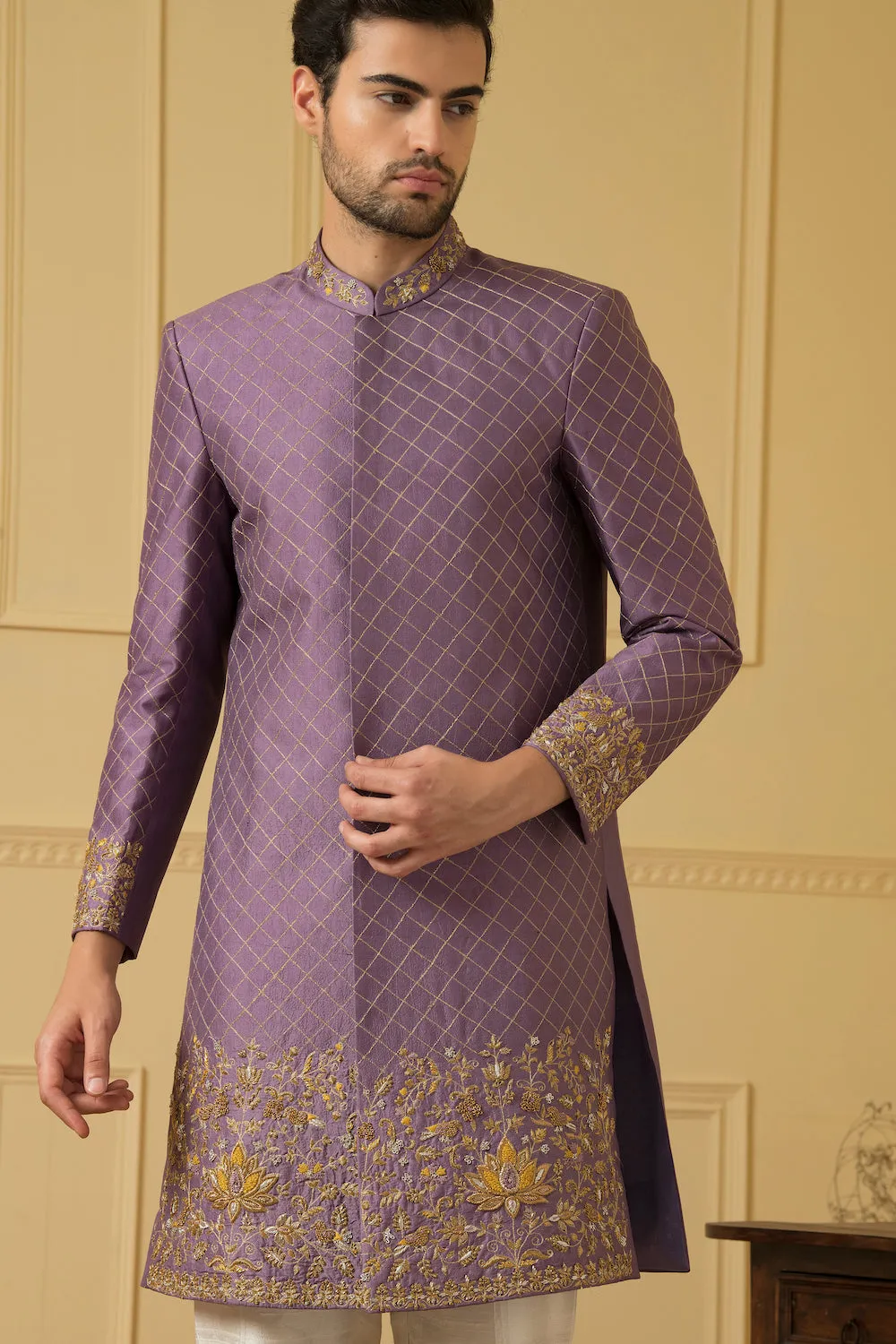 Men's Majestic Purple Marvel Sherwani - Hilo Design