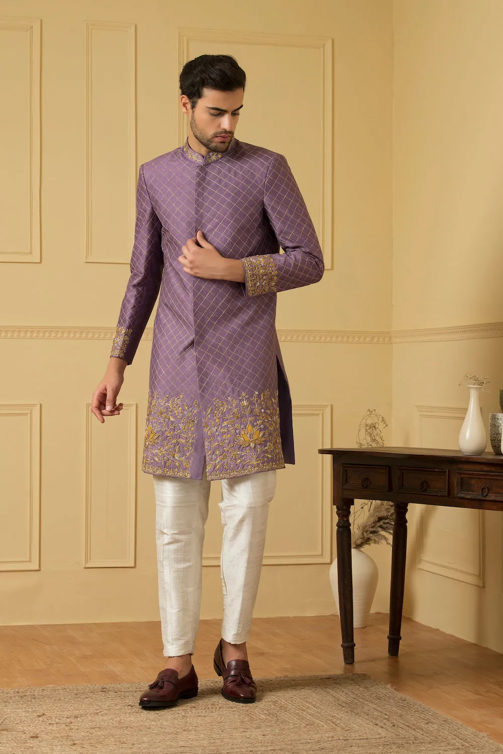 Men's Majestic Purple Marvel Sherwani - Hilo Design