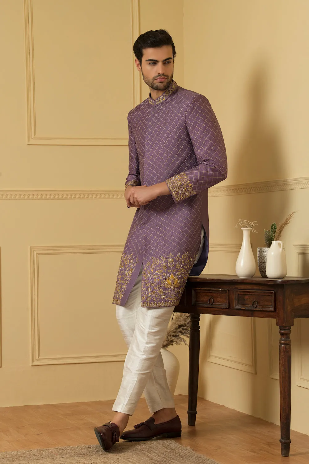 Men's Majestic Purple Marvel Sherwani - Hilo Design