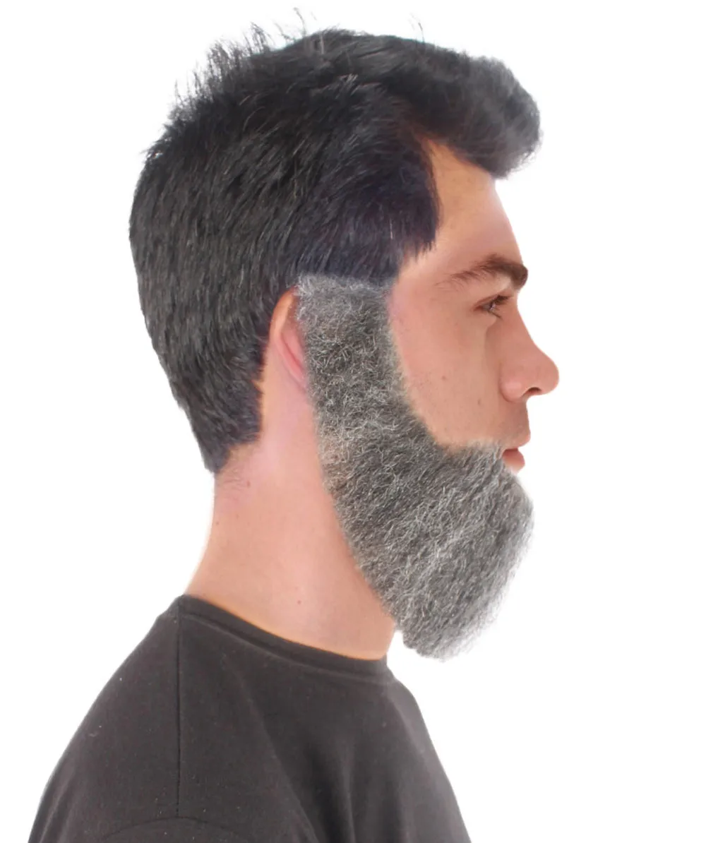 Men's Spade Human Hair Mid Length Beard | Grey Facial Hair | HPO