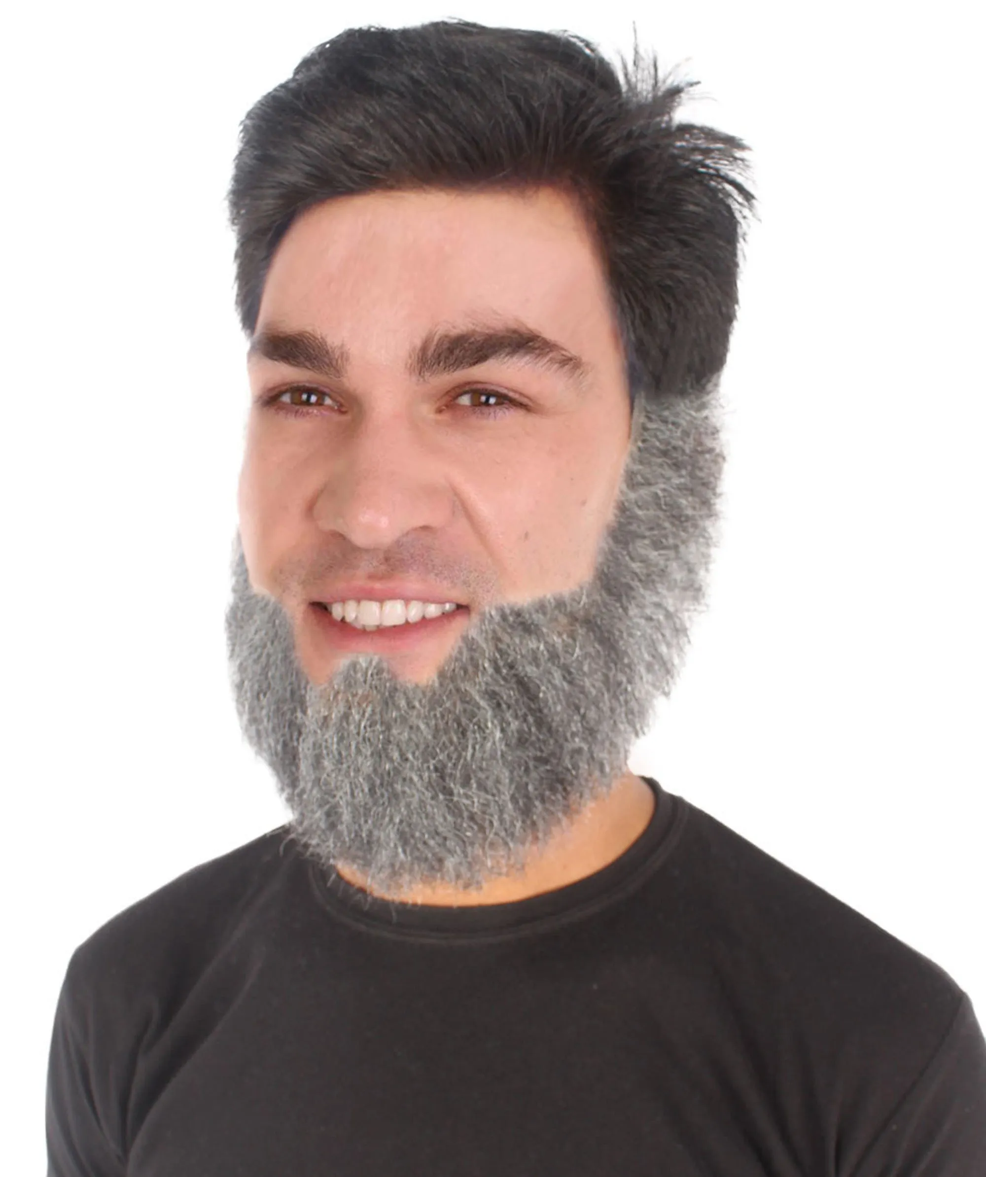 Men's Spade Human Hair Mid Length Beard | Grey Facial Hair | HPO