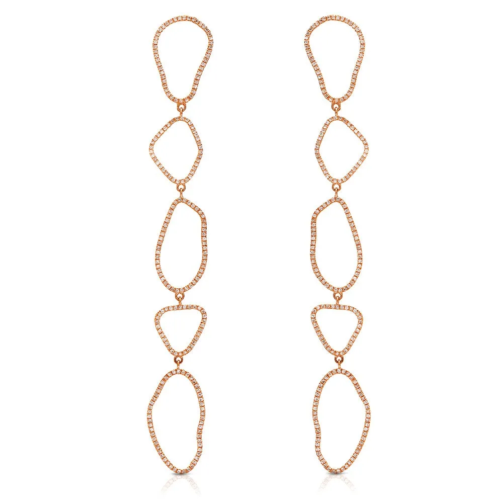 Organic Shape Long Drop Earrings