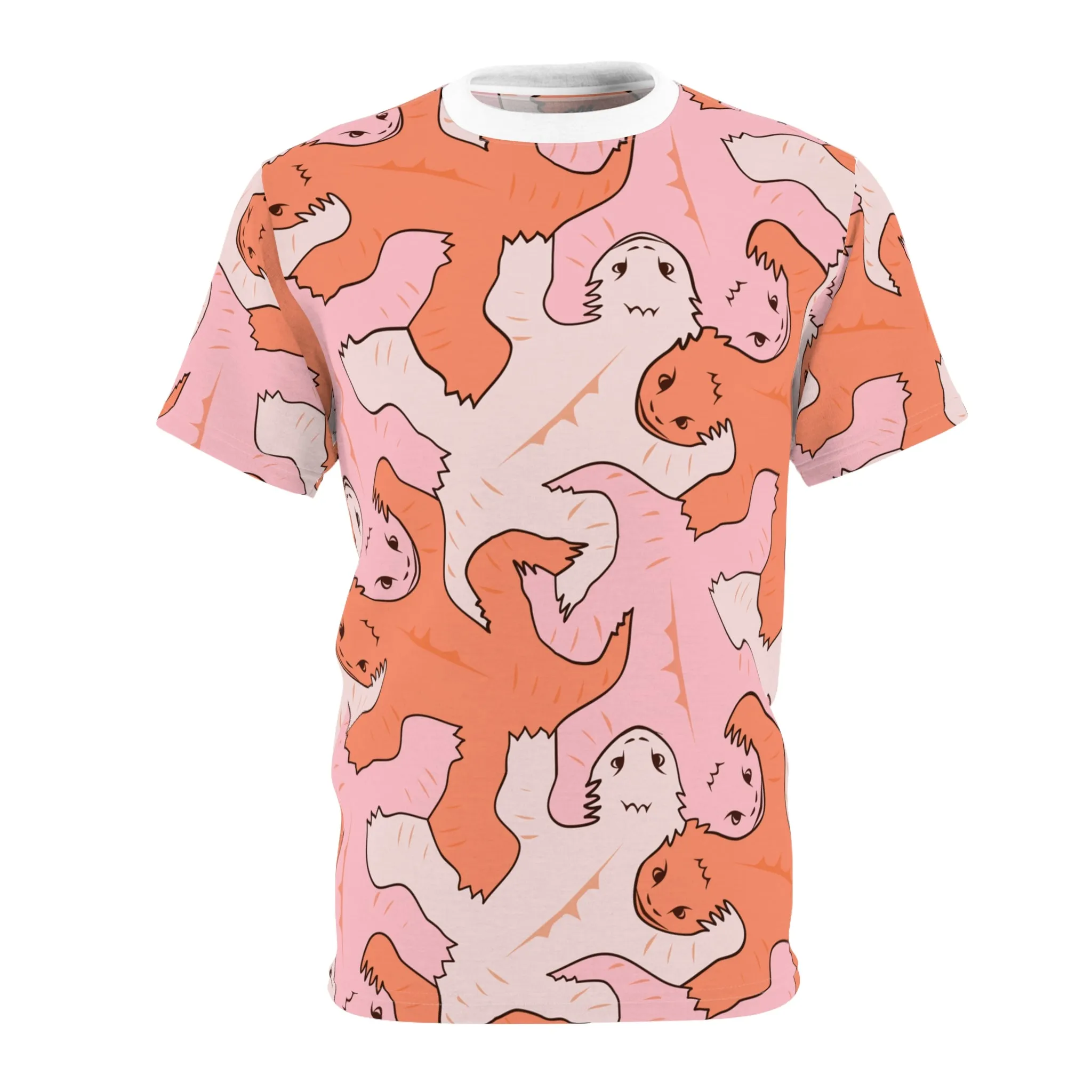 Pink & Orange Lizard Tessellation Mens Unisex T-Shirt