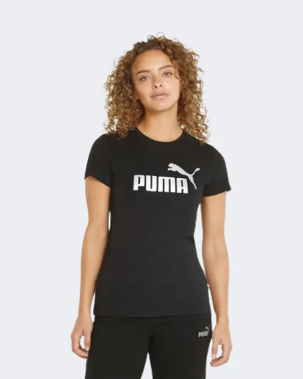 Puma Essentials  Metallic Logo Women Lifestyle T-Shirt Black/Silver