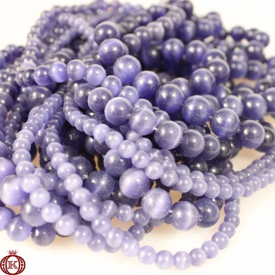 Purple Cats Eye Beads Smooth Round