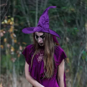 Purple Wide Brim Tall Witch Hat