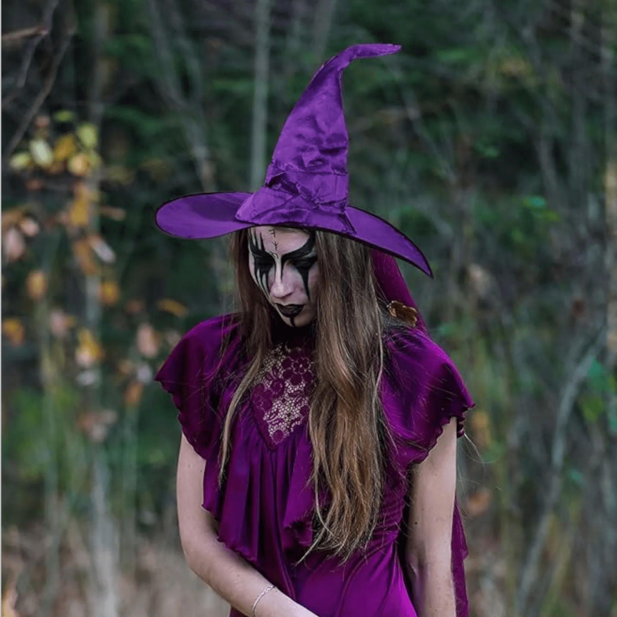 Purple Wide Brim Tall Witch Hat