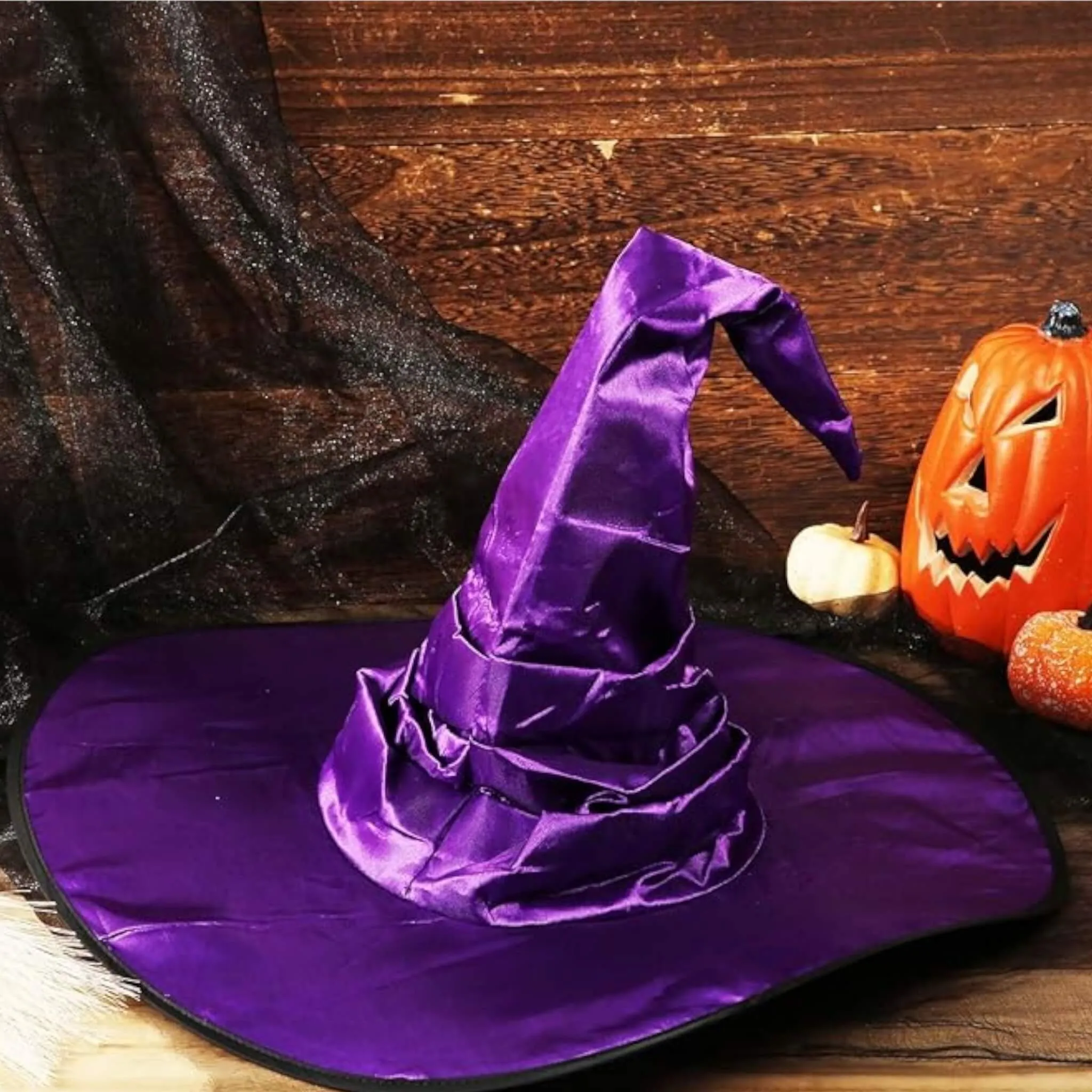 Purple Wide Brim Tall Witch Hat