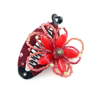 Red Beaded Floral Fish Claw