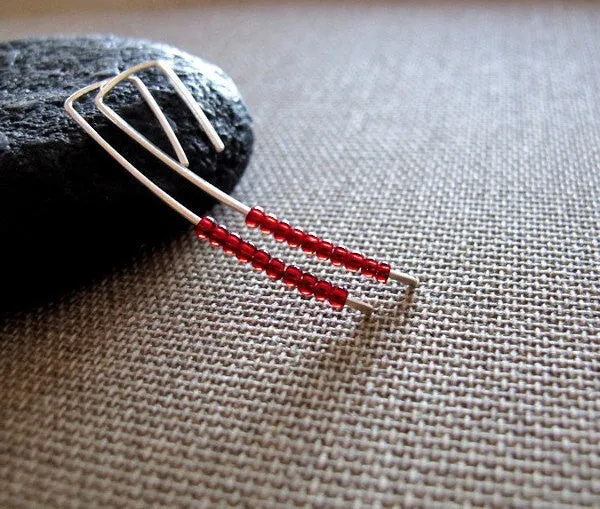 Red Beaded Long Earrings