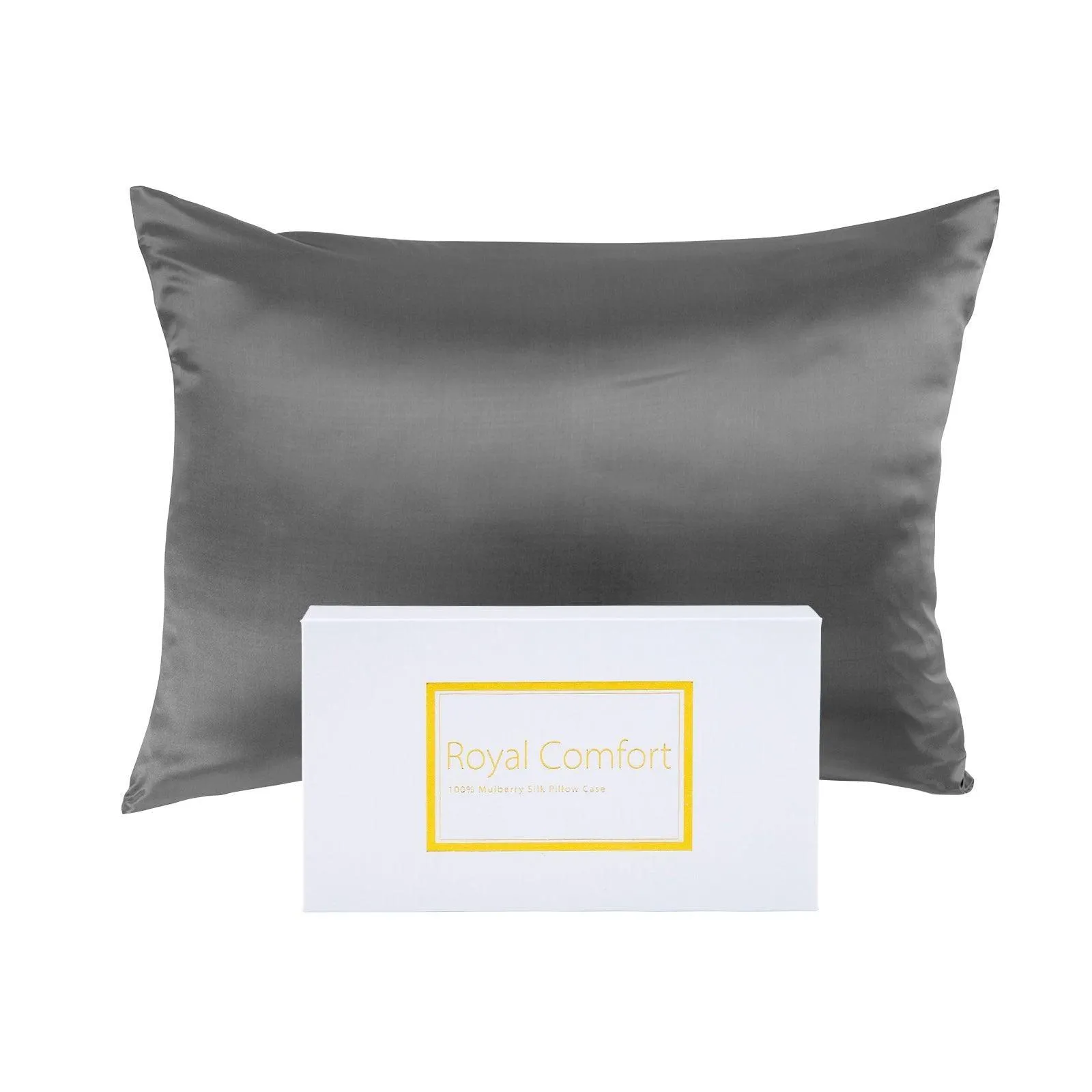 Royal Comfort Pure Silk Pillow Case 100% Mulberry Silk Hypoallergenic Pillowcase - Charcoal