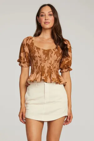 SAL Leelee Puff Sleeve Top in Rosewood