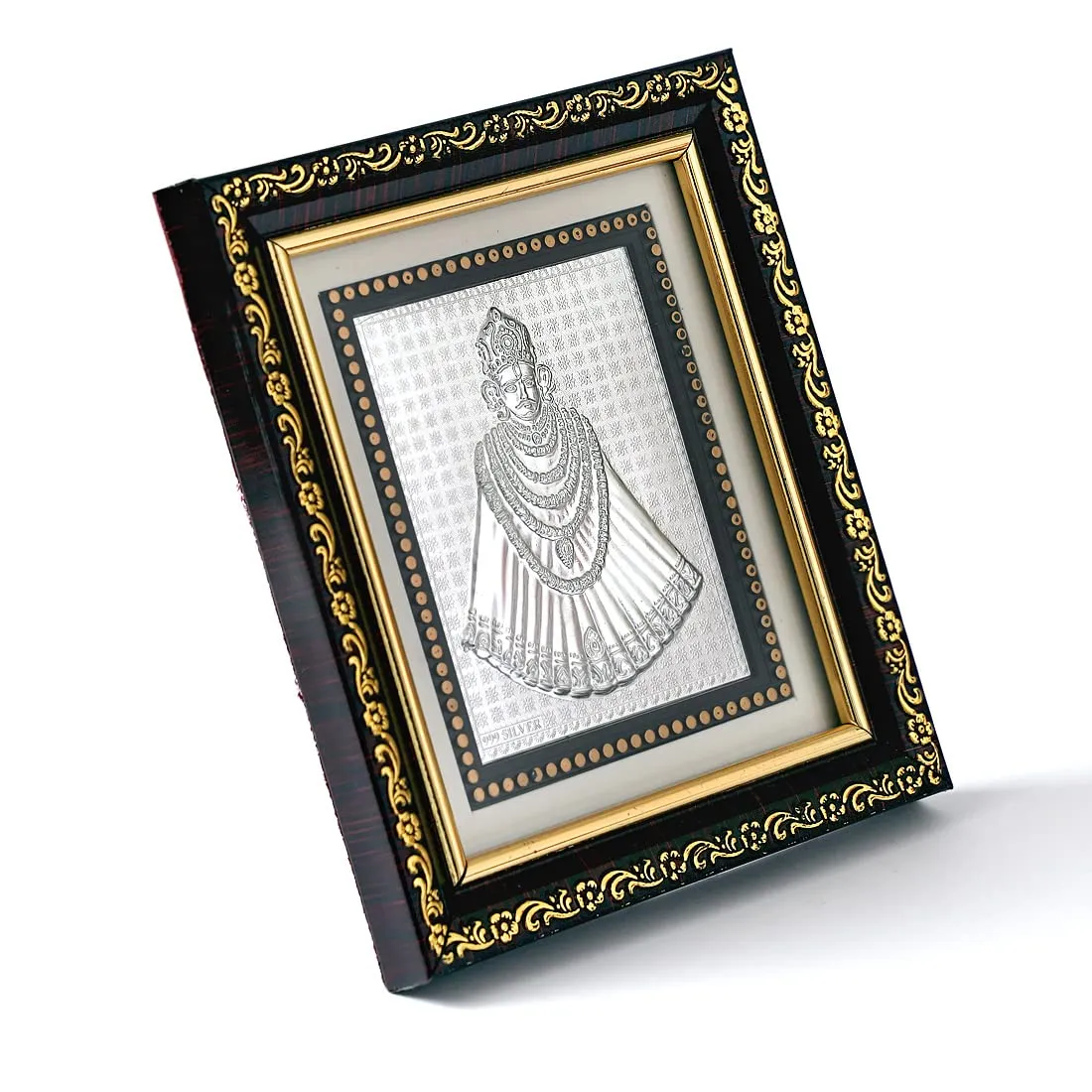 Sandhya Craft 999 Pure Silver Shyam Baba Frame for Home, Office, Pooja Room/Khatu Shyam, Barbarik, Teen Ban Dhari, Hare Ka Sahara, Khatu Wala, Jai Shree Shyam/Dimensions (5 * 5.5 Inch)