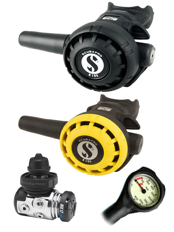 Scubapro Regulator Set: MK17 Evo (DIN or Yoke) / R195 / R-Series Octopus & Free Termo Gauge