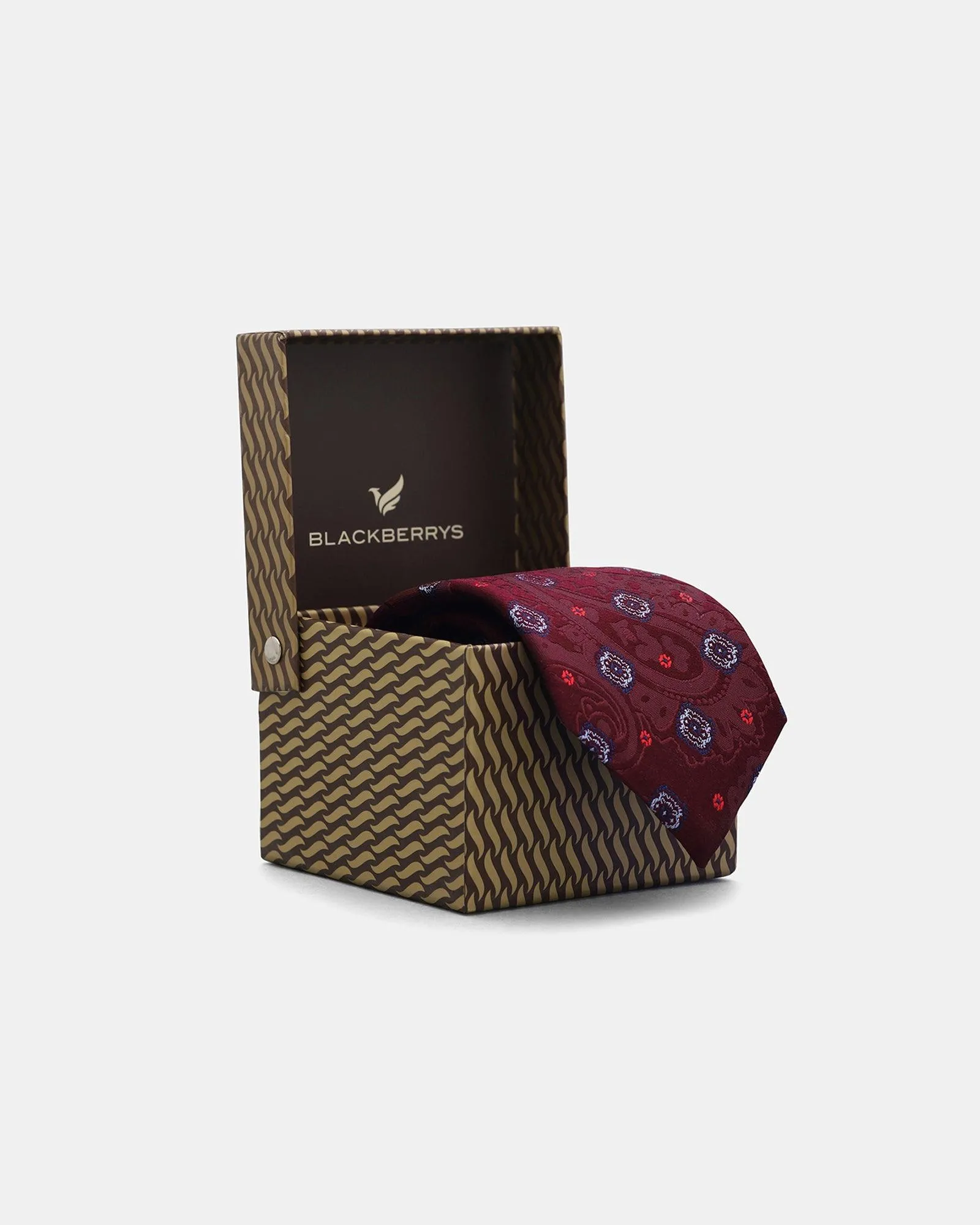 Silk Maroon Printed Tie - New Medella