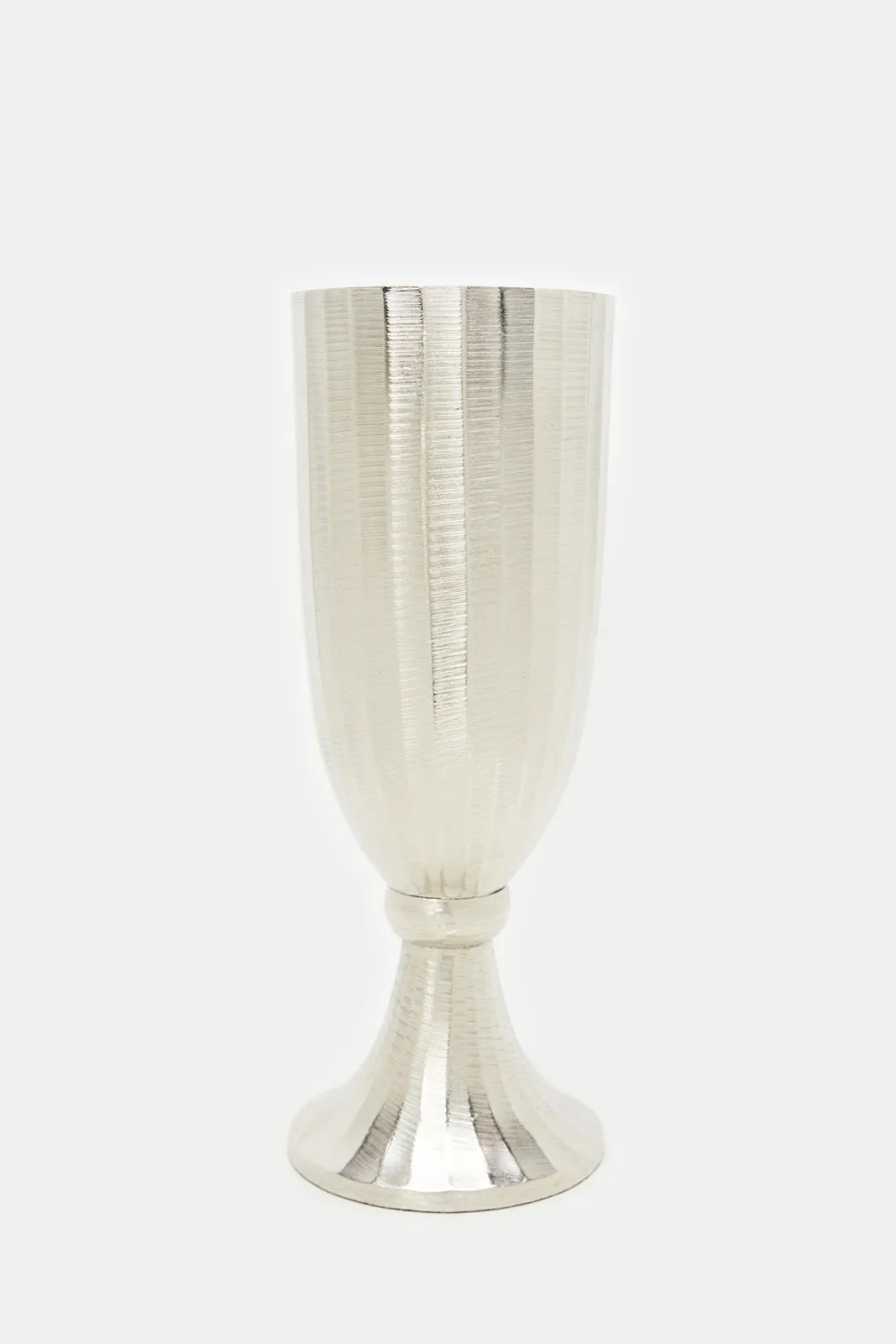 Silver Textured Shiny Decorative Metal Flower Vase