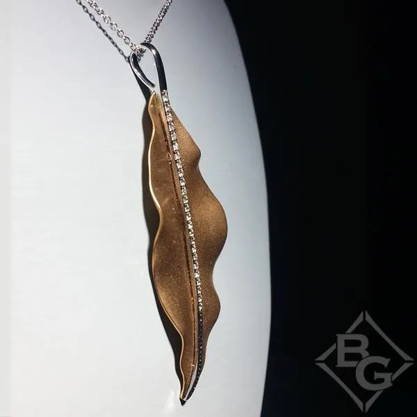 Simon G. Large "Satin Leaf" Diamond Pendant