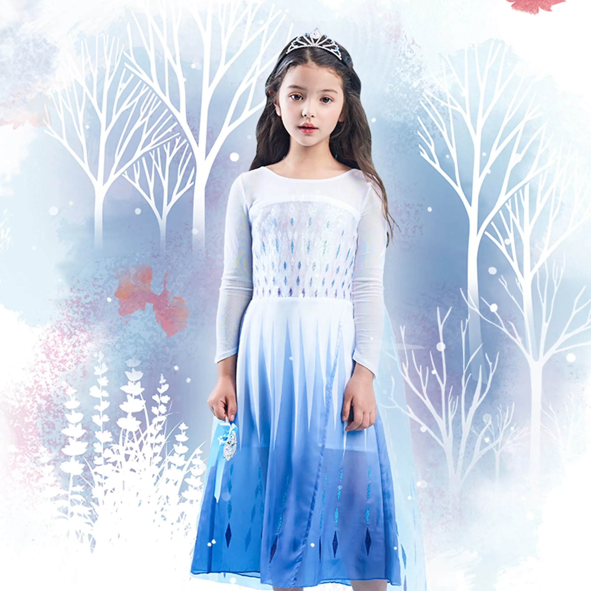 Snow Queen Elsa Princess Costumes Dress 2-12 Years