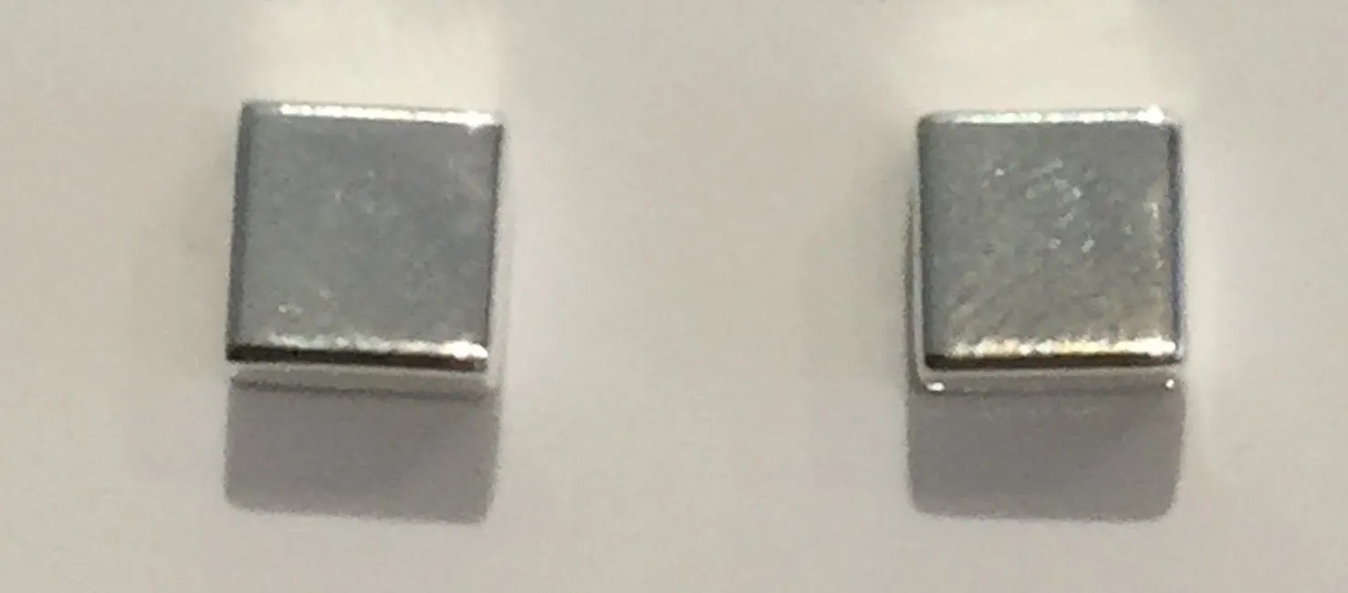 Square Silver Block Studs