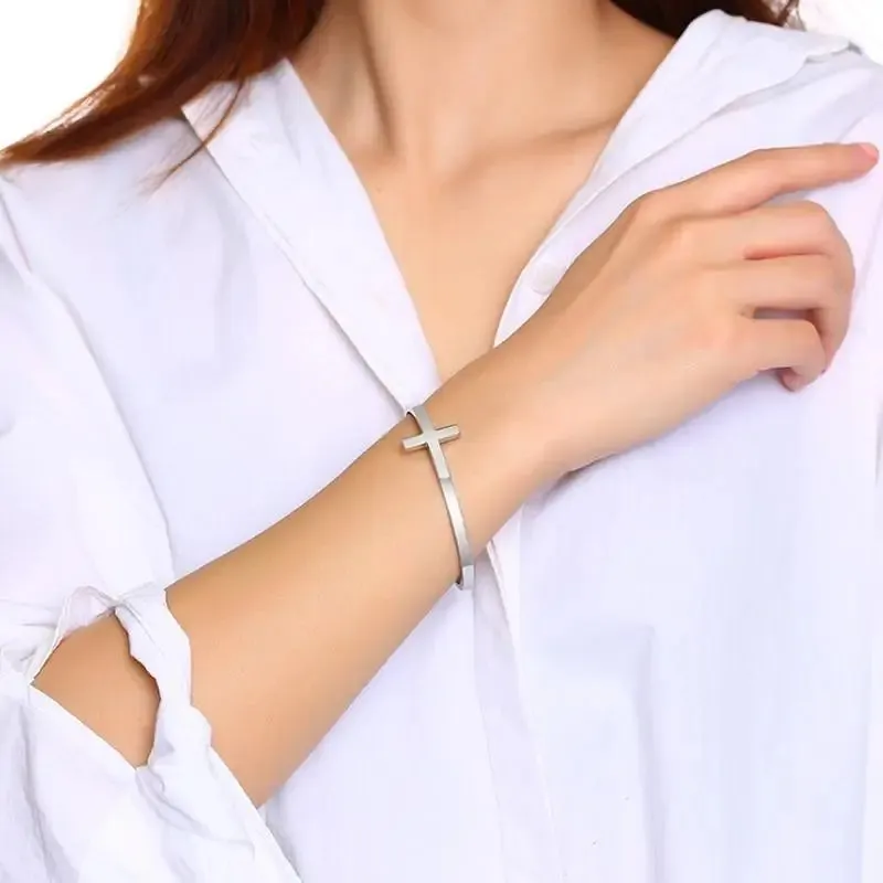 Stainless Steel Elegant Ladies Cross Bangle