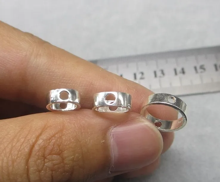 Sterling Silver Bead Frame Circle Connector 6.3 8.3 10.5 mm Beads Findings for Handmade Pure Fine Jewelry Making Wholesale Bulk